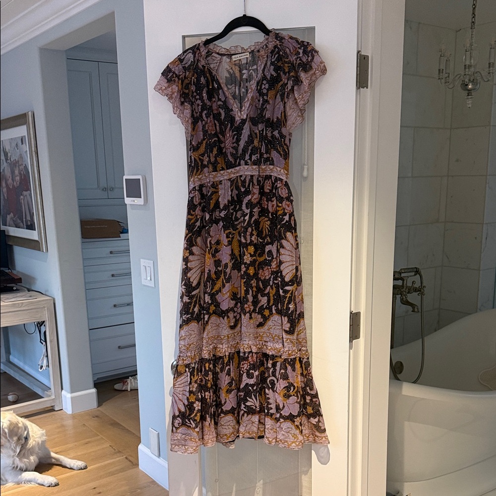 Ulla Johnson Purple and Orange Floral Maxi Dress